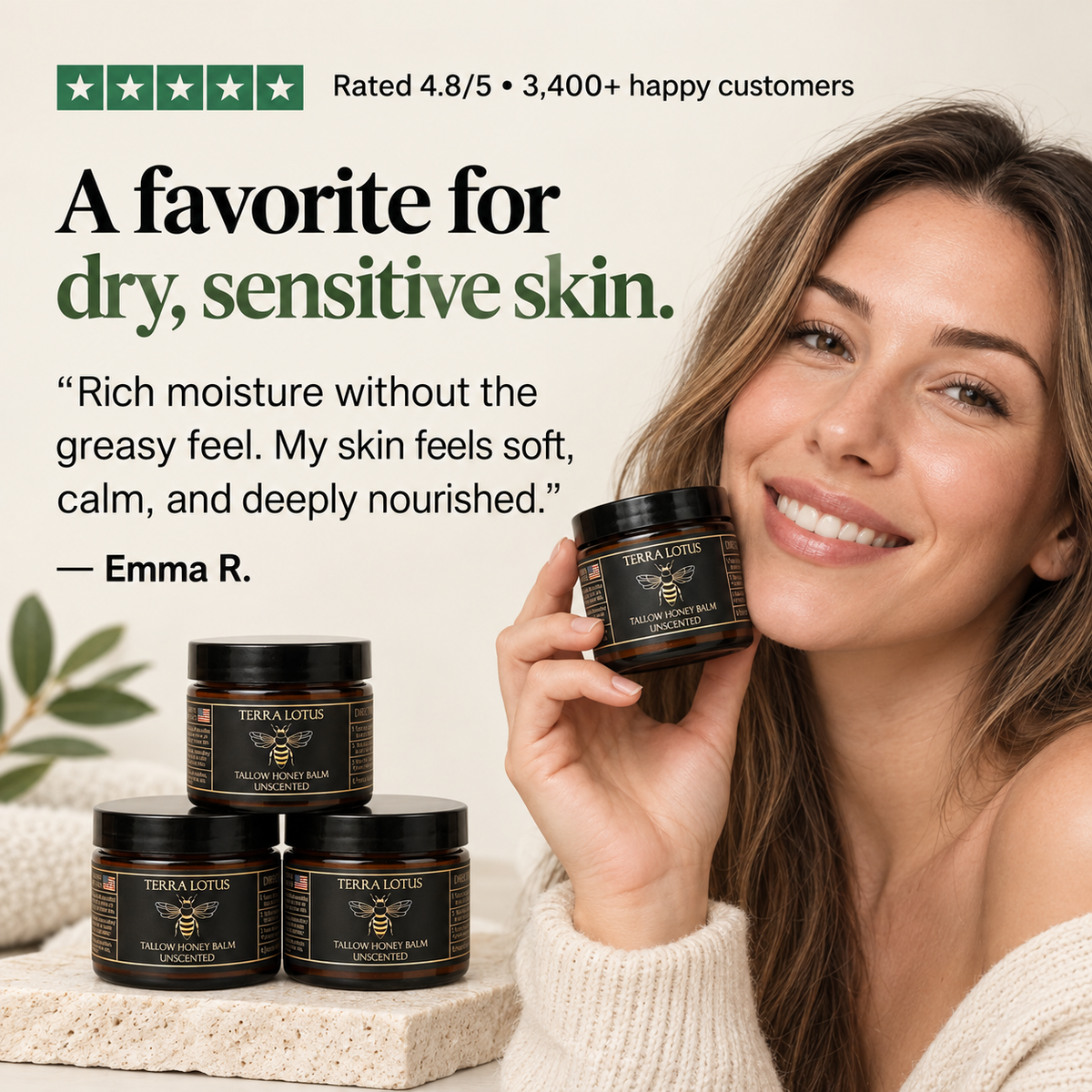 Terra Lotus Organic Tallow Honey Balm to Help Erase Fine Lines, Wrinkles, and Age Spots